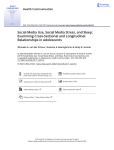 Social Media Use Social Media Stress and Sleep Examining Cross Sectional and Longitudinal Relationships in Adolescents