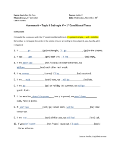 HOMEWORK TOPIC II SUBTOPIC V 1st Conditional MOODLE