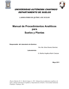 Manual Procedimientos Analiticos de suelos y plantas