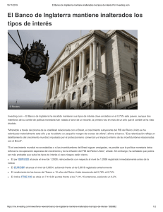 El Banco de Inglaterra mantiene inalterados los tipos de interés Por Investing.com