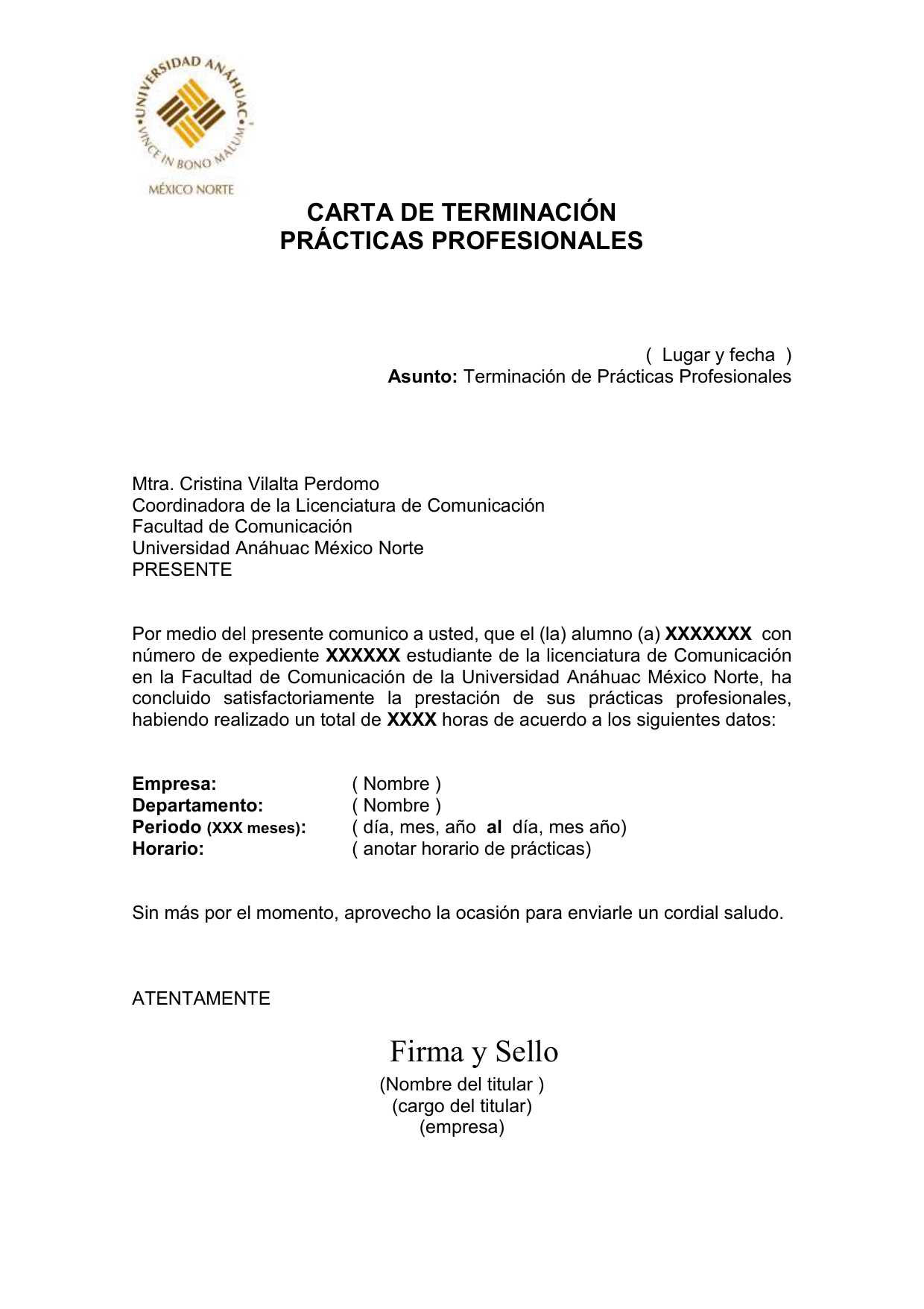 Ejemplo Carta De Terminacion De Practicas Profesionales Modelo De My Images And Photos Finder 8057