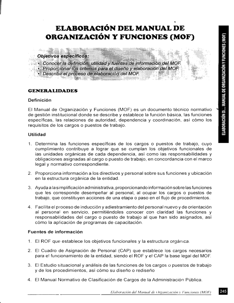 Elaboración Del Manual De Organización Y Funciones