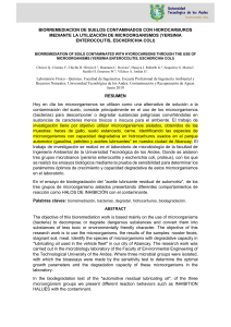 IORREMEDIACION DE SUELOS CONTAMINADOS CON HIDROCARBUROS MEDIANTE LA UTILIZACIÓN DE MICROORGANISMOS (YERSINIA ENTEROCOLITIS, ESCHERICHIA COLI)