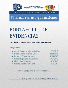 PORTAFOLIO DE EVIDENCIAS I FINANZAS EN LAS ORGANIZACIONES