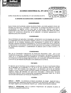 AM 491-2015 LISTADO PLAGAS REGLAMENTADAS AUSENTES Y BAJO CONTROL OFICIAL