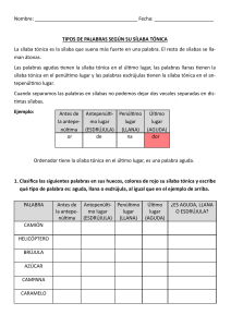 TIPOS DE PALABRAS SEGÚN SU SÍLABA TÓNICA PDF