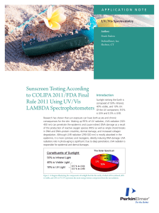 BLOQUEADOR APP 011499 01 Sunscreen Testing According to COLIPA 2011 FDA Final Rule 2011 using UV Vis LAMBDA Spectrophotometers