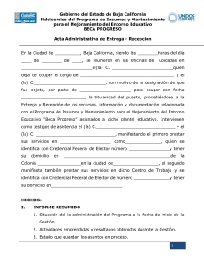 Acta Administrativa Beca Progreso: Entrega-Recepción