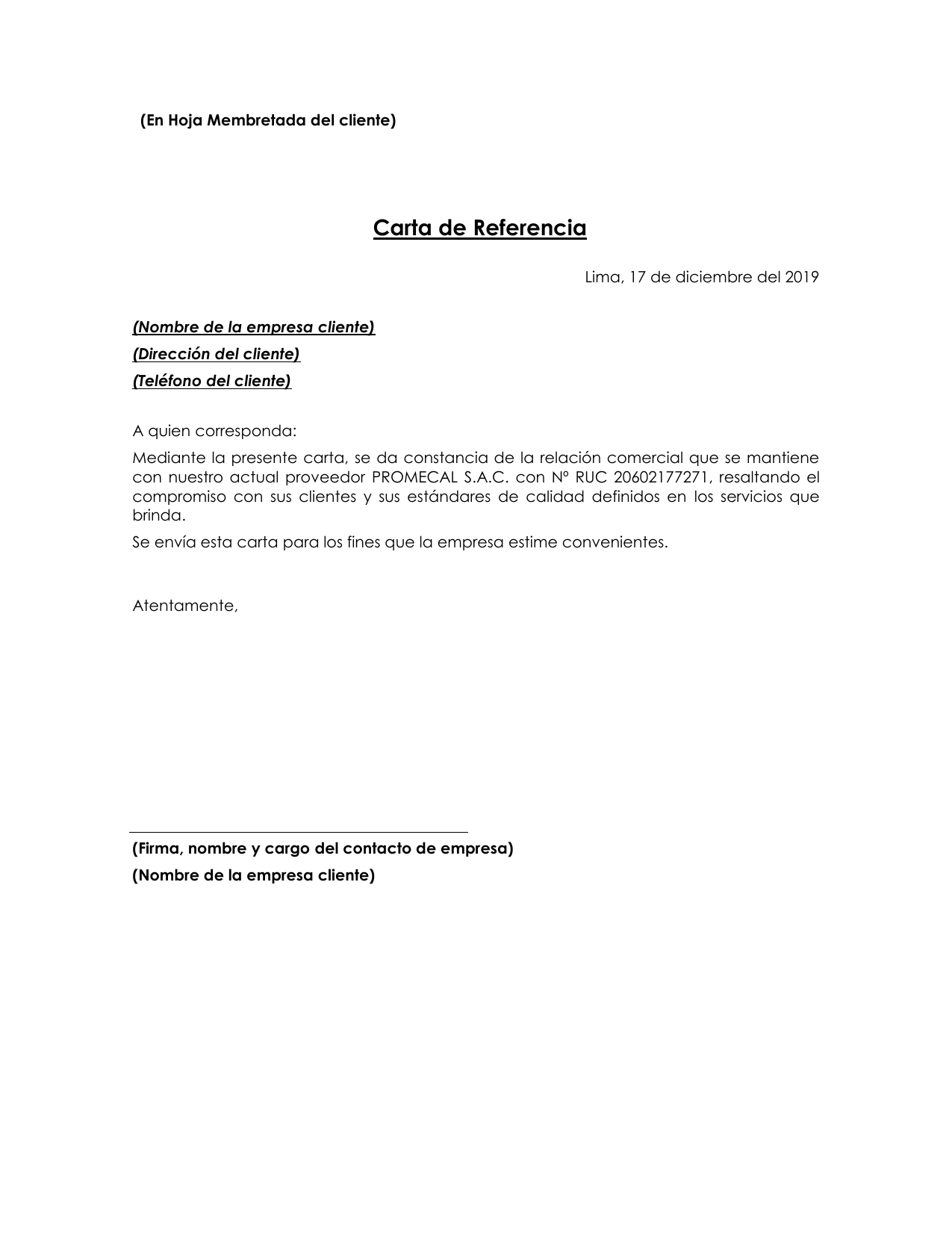 Carta De Referencia Modelo Riset 9679