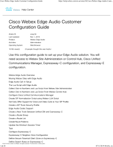 Cisco Webex Edge Audio Customer Configuration Guide