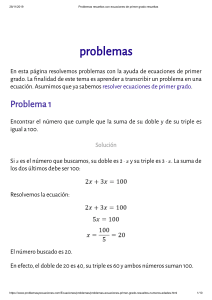 Problemas resueltos con ecuaciones de primer grado resueltas