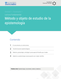 METODO Y OBJETIVOS DE ESTUDIO DE LA EPISTEMOLOGIA