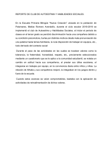 REPORTE DE CLUB DE AUTOESTIMA Y HABILIDADES SOCIALES