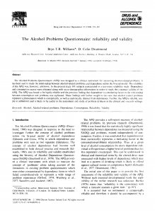 The Alcohol Problems Questionnaire: reliability and validity  