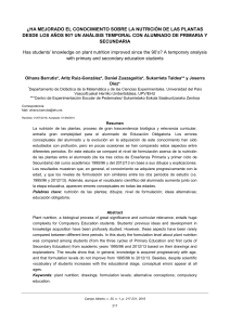 ¿HA MEJORADO EL CONOCIMIENTO SOBRE LA NUTRICIÓN DE LAS PLANTAS DESDE LOS AÑOS 90? UN ANÁLISIS TEMPORAL CON ALUMNADO DE PRIMARIA Y SECUNDARIA