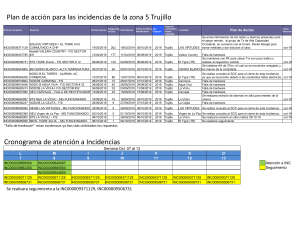 Plan de acción para las incidencias de la zona