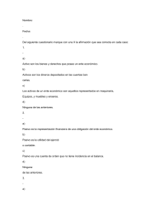 Cuestionario de Contabilidad: Activos, Pasivos y Ecuación Contable