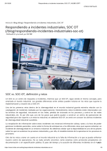 Respondiendo a incidentes industriales, SOC OT   INCIBE-CERT