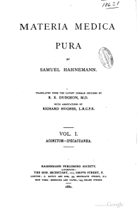 HAHNEMANN-Materia Medica Pura, Vol I (1880)