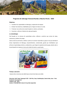 Programa de Liderazgo Vivencial Rumbo a Macchu Picchu 2020