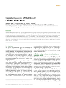 Important Aspects of Nutrition in Children with Cancer