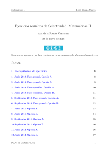 Ejercicios Selectividad Matemáticas II Castilla y León