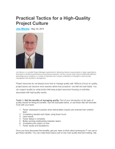 Tácticas para un cultura de alta calidad en proyectos