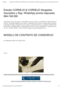 MODELO DE CONTRATO DE CONSORCIO   Estudio CORNEJO & CORNEJO Abogados Asociados y Seg. WhatsApp pronta respuesta 984-748-590