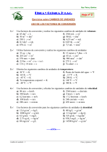 Ejercicios de Conversión de Unidades - Física y Química 3º ESO