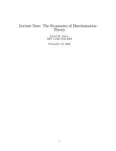 The Economics of Discrimination - Theory