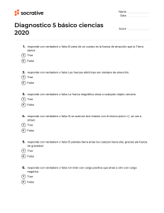 Quiz Diagnostico 5 básico ciencias 2020