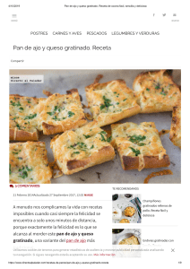 Pan de ajo y queso gratinado. Receta de cocina fácil, sencilla y deliciosa