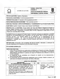 Informe Auditoria Gestion Comercial 2014