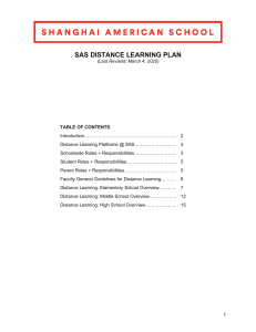 SAS Distance Learning Plan