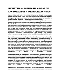 INDUSTRIA ALIMENTARIA A BASE DE LACTOBACILOS Y MICROORGANISMOS