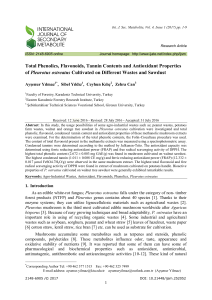 Total Phenolics, Flavonoids, Tannin Contents and Antioxidant Properties pleurotus