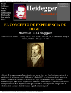 Heidegger, Martin - El concepto de experiencia de Hegel