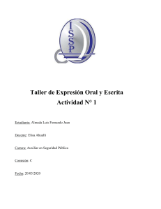 Taller de Expresión Oral y Escrita Actividad 1 (ALMADA LUIS F. JUAN) Com. C 2020