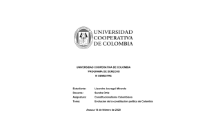 CUADRO SINOPTICO EVOLUCIÓN DE LAS CONSTITUCIONES POLITICAS EN COLOMBIA