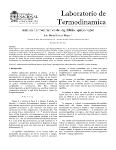 Analisis termodinamico del equilibrio liquido vapor