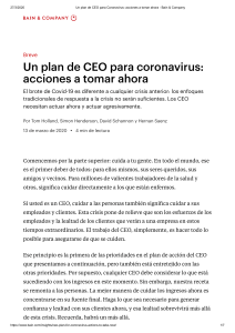Un plan de CEO para Coronavirus  acciones a tomar ahora - Bain & Company