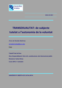 Transexualidad: se sujeto tutelado a la autonomía de la voluntad