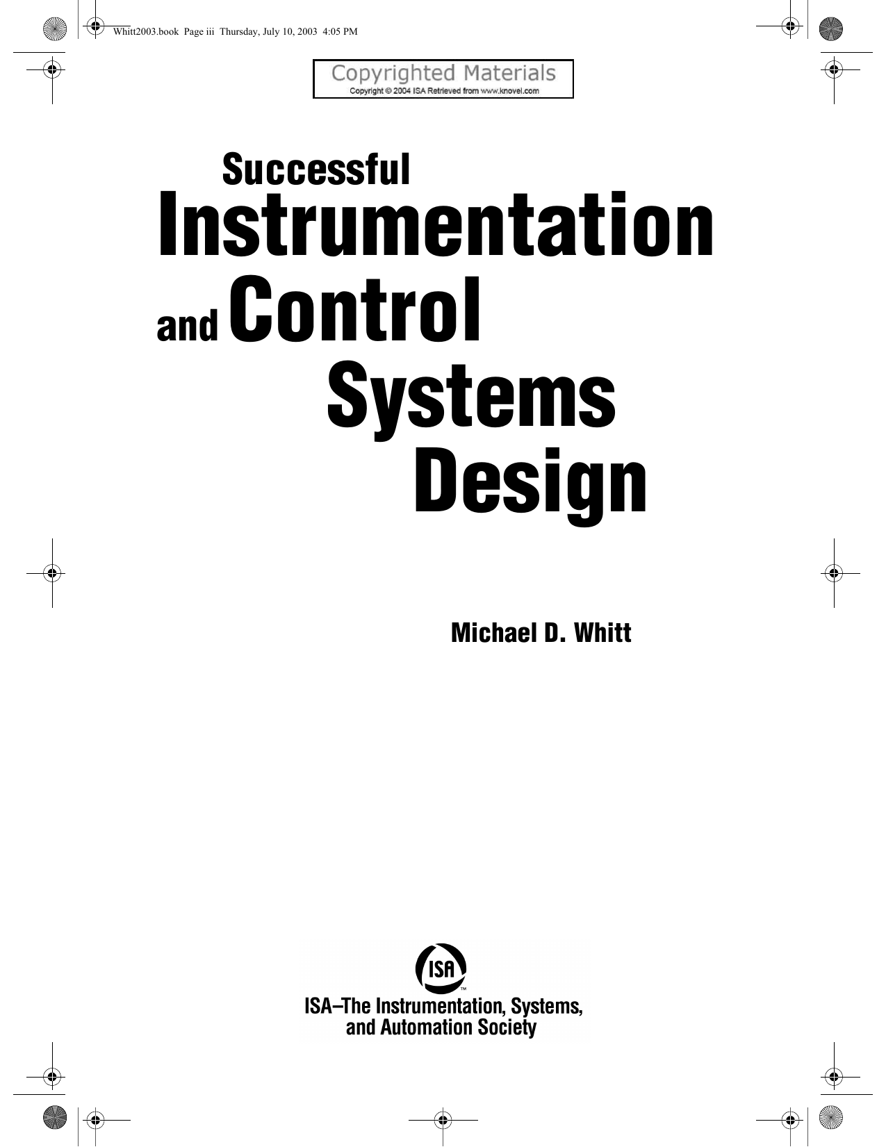 Successful Instrumentation and Control Systems Design