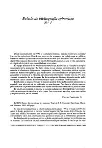 Boletín de bibliografía spinozista nº 1 (1996)