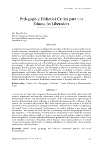Pedagogía y Didáctica Crítica para una Educación Liberadora David Mora 2009