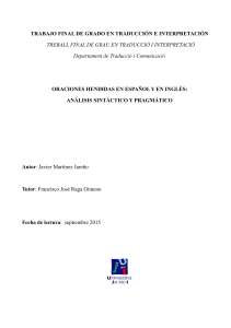 Oraciones hendidas en inglés y español, análisis sintáctico y pragmático (Javier Martínez Jareño)