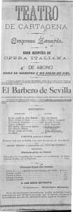 El Barbero de Sevilla Gran Compañia de Opera Italiana, 4 de abono para el domingo 3 de julio de 1892  Empresa Zenardo