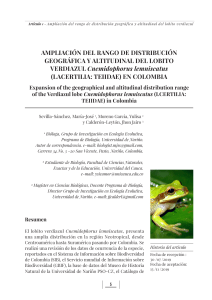 AMPLIACIÓN DEL RANGO DE DISTRIBUCIÓN GEOGRÁFICA Y ALTITUDINAL DEL LOBITOVERDIAZUL Cnemidophorus lemniscatus(LACERTILIA: TEIIDAE) EN COLOMBIA
