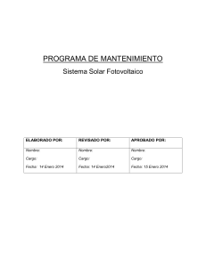 Programa de Mantención  Solar Fotovoltaico