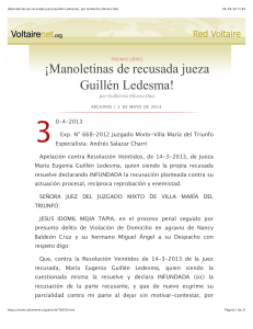 ¡Manoletinas de recusada jueza Guillén Ledesma!, por Guillermo Olivera Díaz